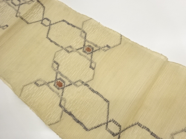 JAPANESE NAGOYA OBI FOR SUMMER / TSUMUGI / WOVEN GEOMETRIC